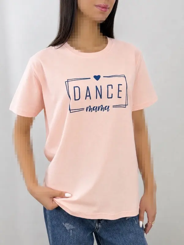 تیشرت چاپ دار زنانه نخ پنبه طرح Dance یقه گرد | آلما شاپ
